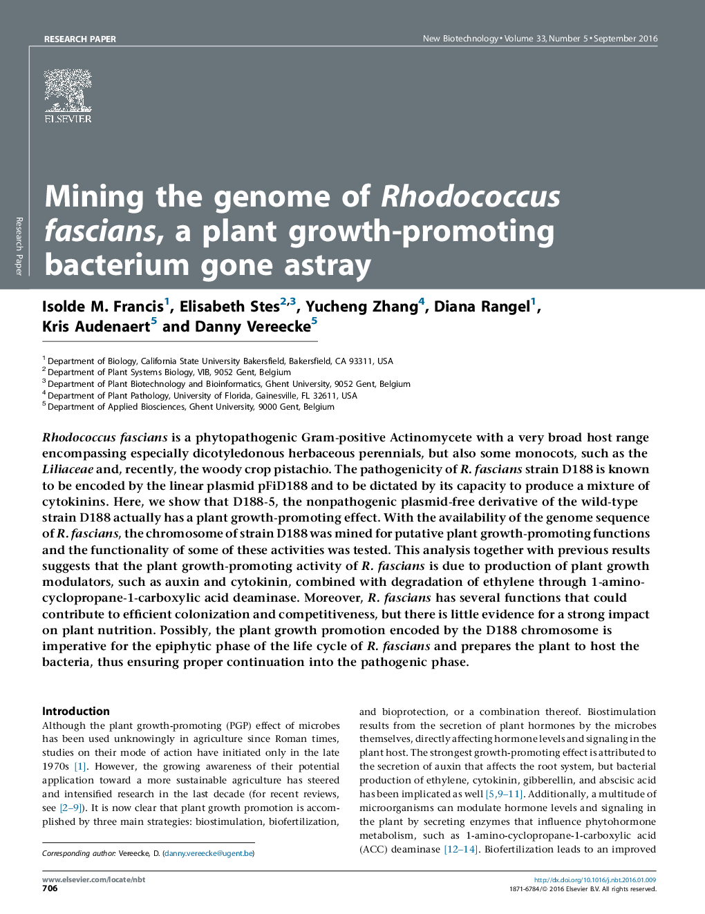 Mining the genome of Rhodococcus fascians, a plant growth-promoting bacterium gone astray