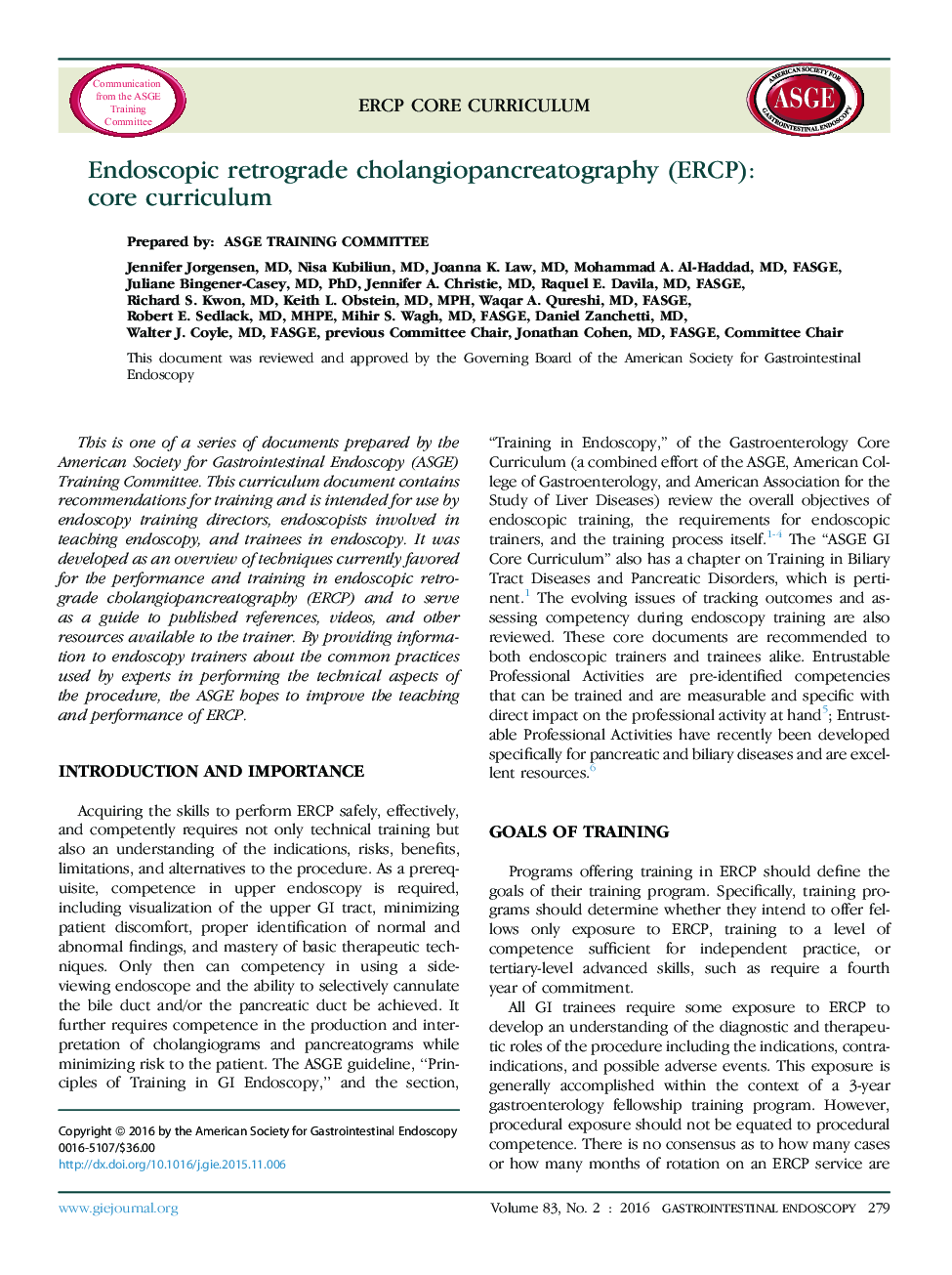 Endoscopic retrograde cholangiopancreatography (ERCP): coreÂ curriculum