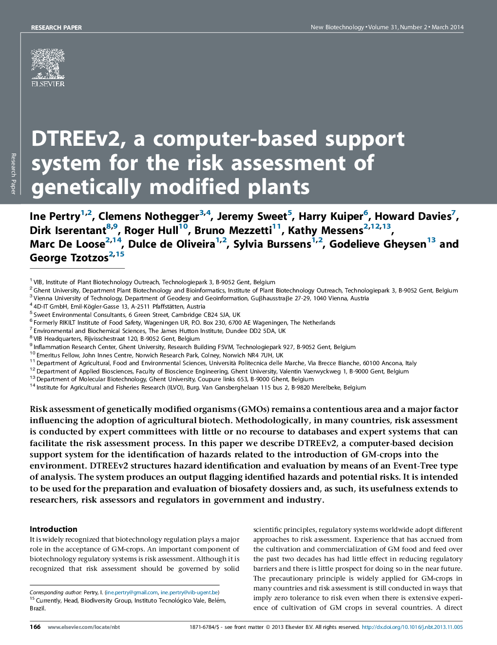 DTREEv2, a computer-based support system for the risk assessment of genetically modified plants
