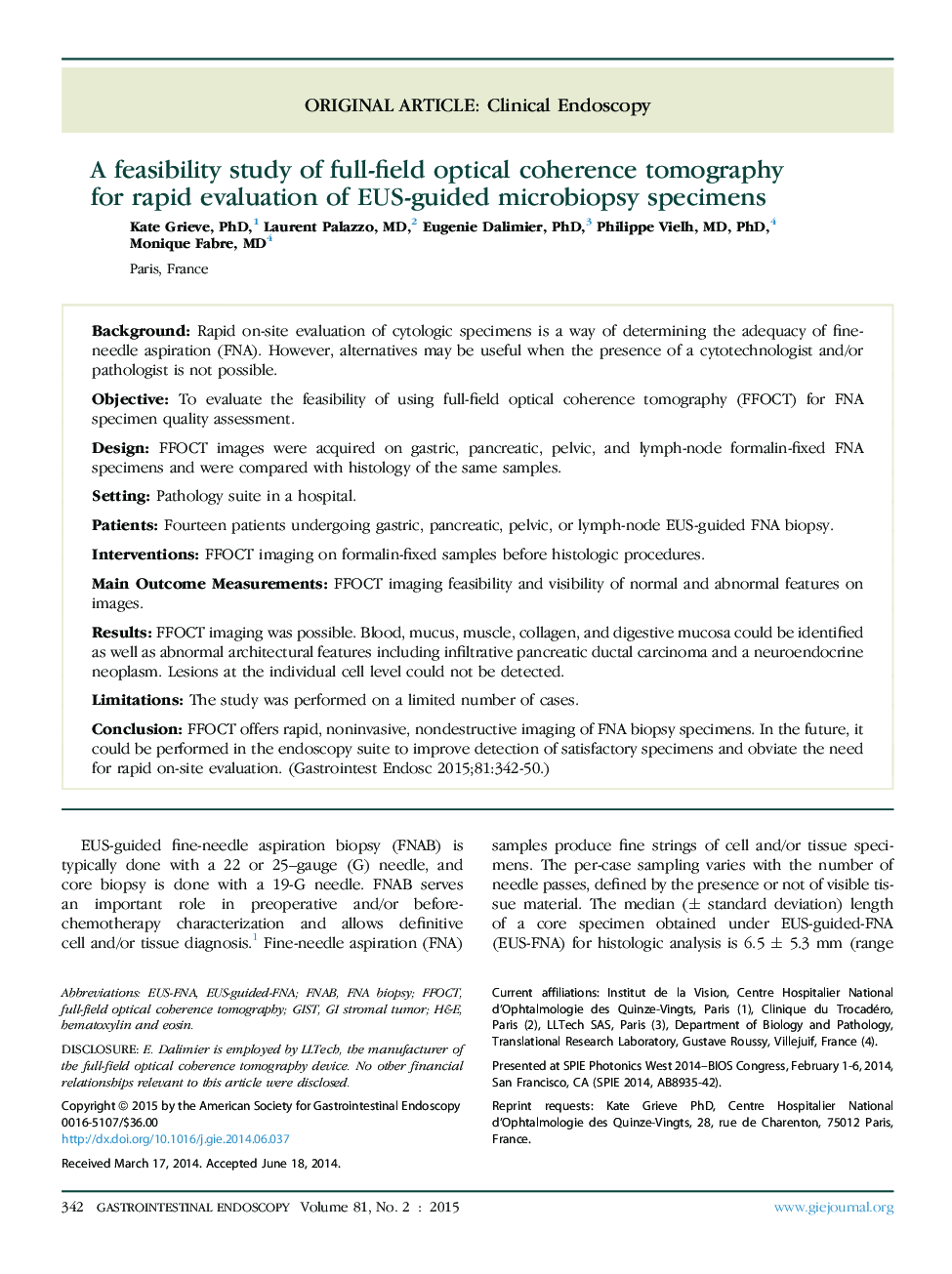 A feasibility study of full-field optical coherence tomography for rapid evaluation of EUS-guided microbiopsy specimens 