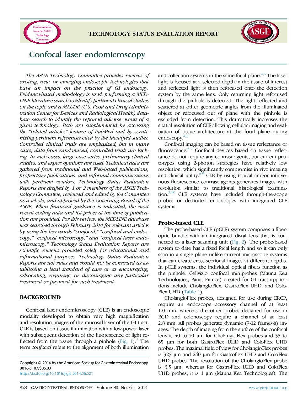 Confocal laser endomicroscopy