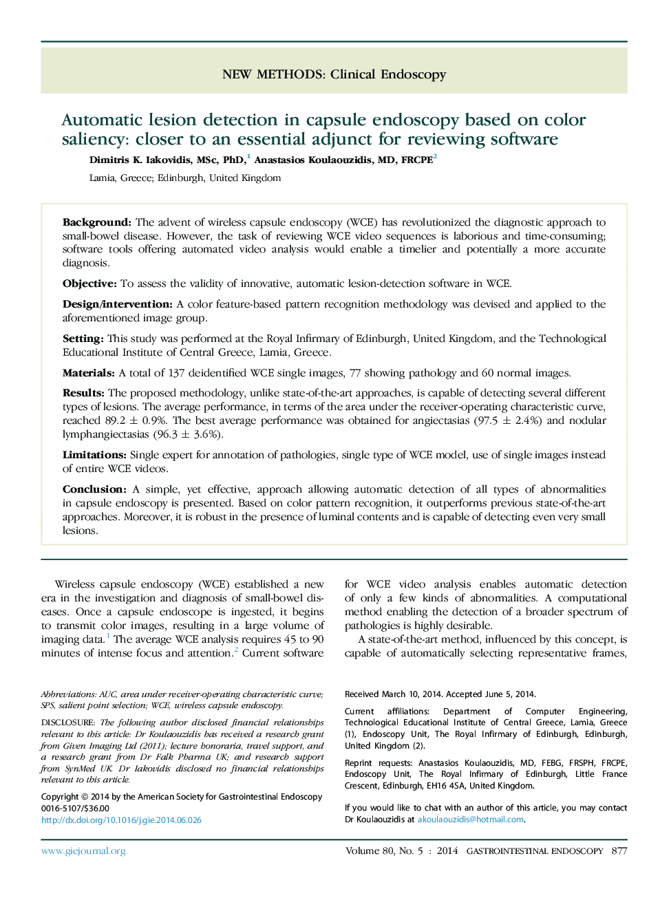 Automatic lesion detection in capsule endoscopy based on color saliency: closer to an essential adjunct for reviewing software 