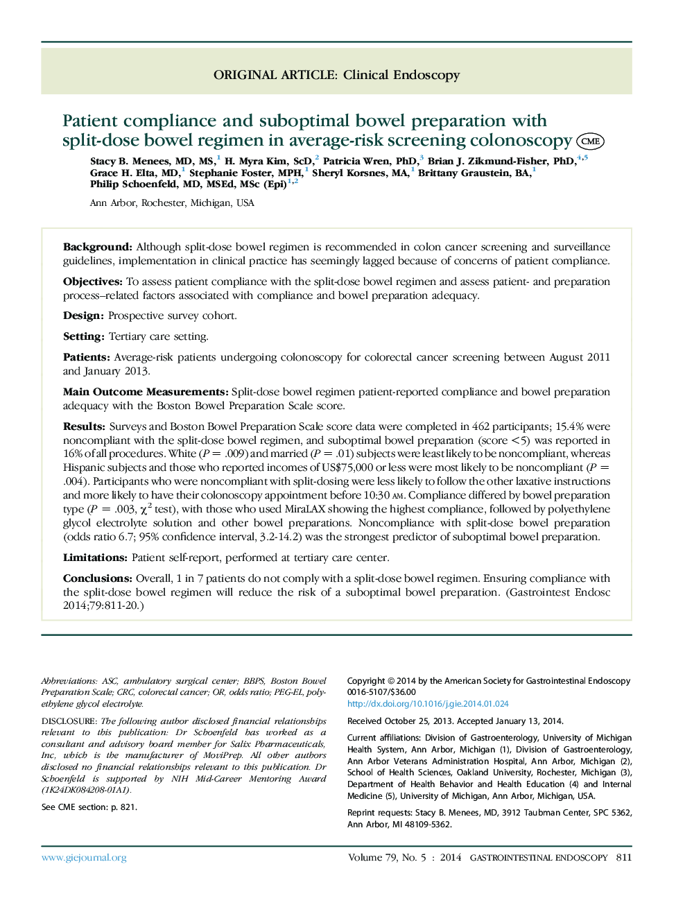 Patient compliance and suboptimal bowel preparation with split-dose bowel regimen in average-risk screening colonoscopy