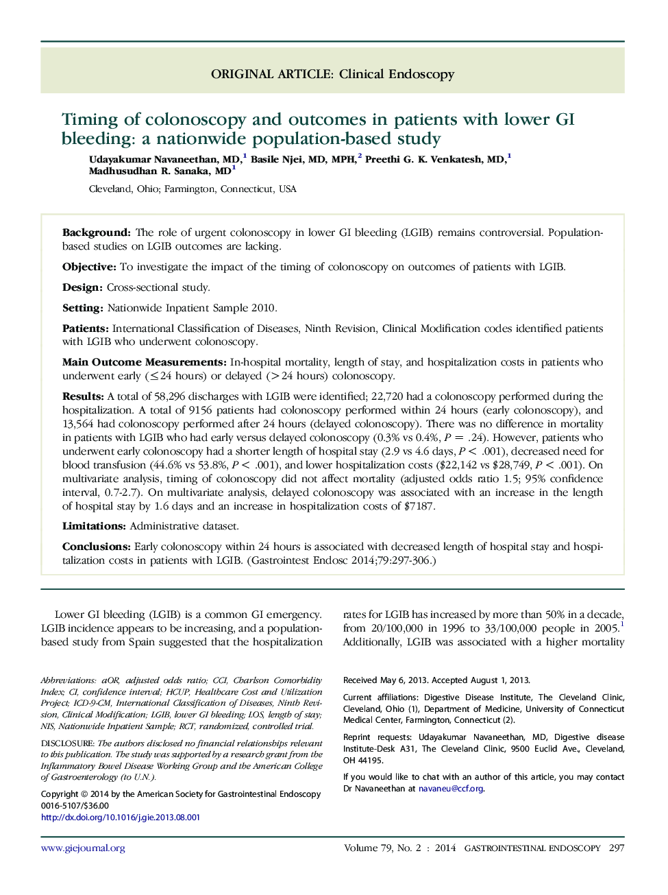 Timing of colonoscopy and outcomes in patients with lower GI bleeding: a nationwide population-based study