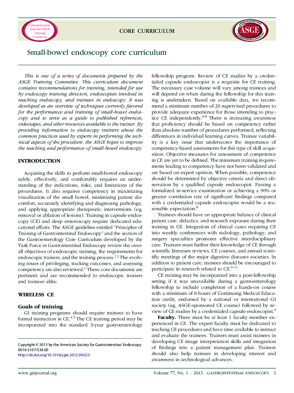 Small-bowel endoscopy core curriculum