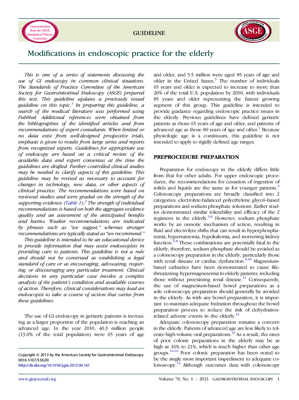 Modifications in endoscopic practice for the elderly