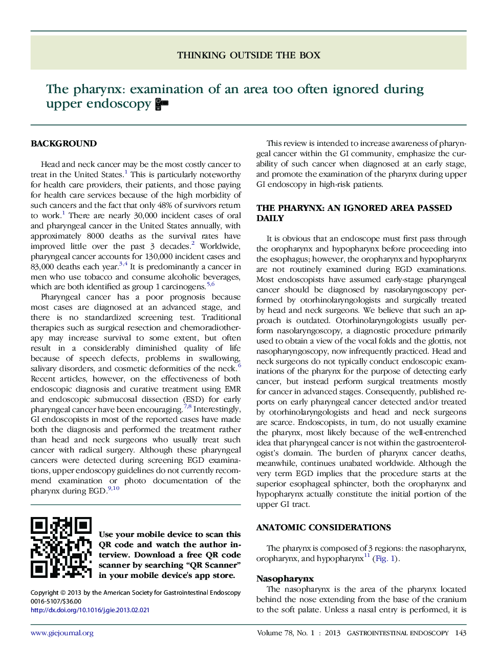 The pharynx: examination of an area too often ignored during upper endoscopy