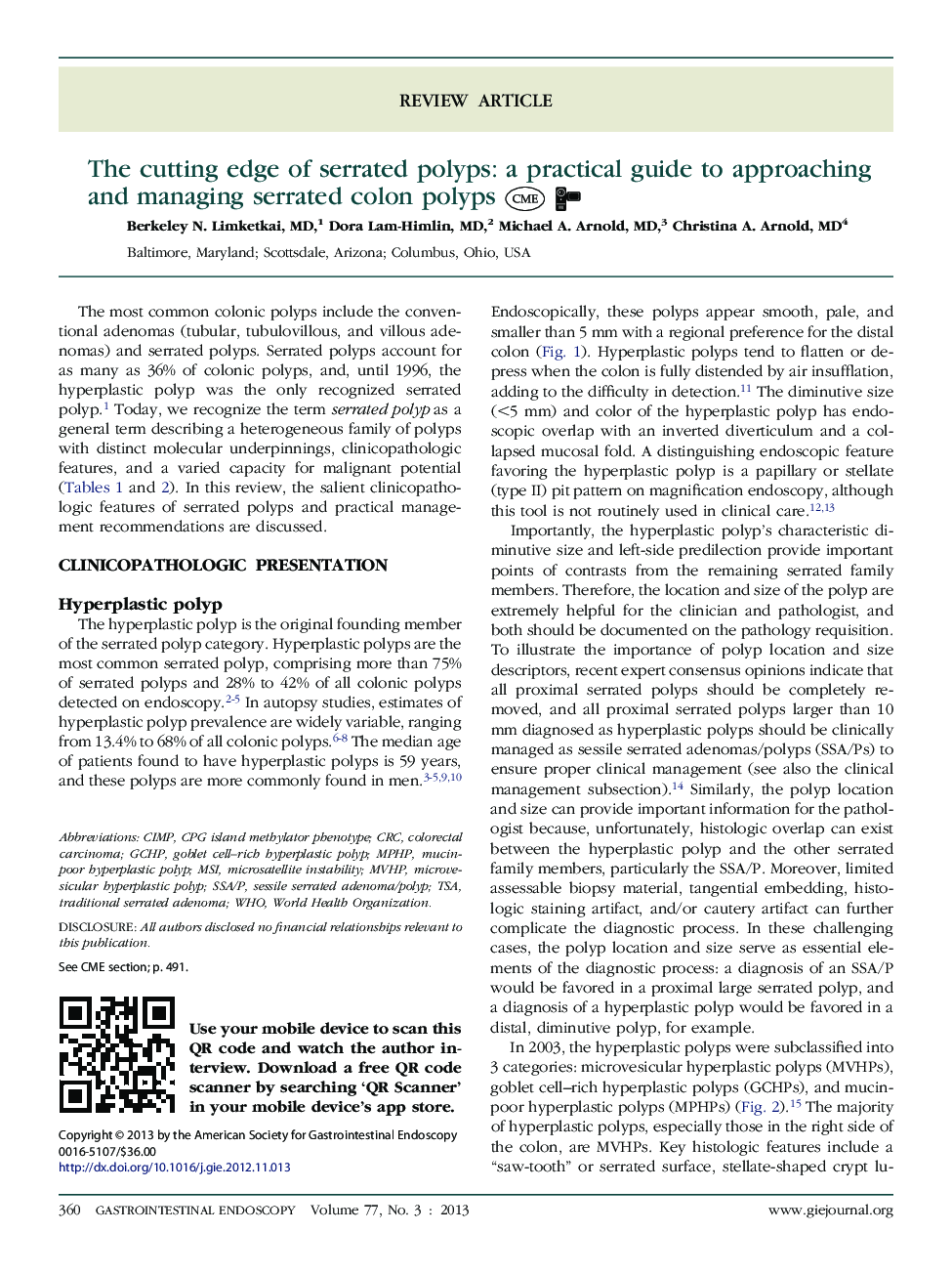 The cutting edge of serrated polyps: a practical guide to approaching and managing serrated colon polyps