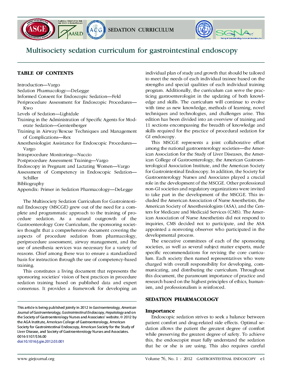 Multisociety sedation curriculum for gastrointestinal endoscopy