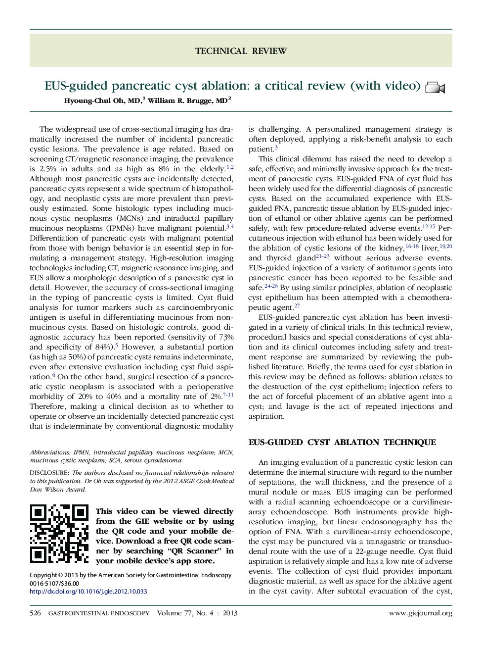 EUS-guided pancreatic cyst ablation: a critical review (with video)