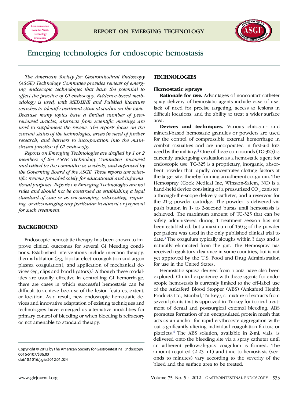 Emerging technologies for endoscopic hemostasis