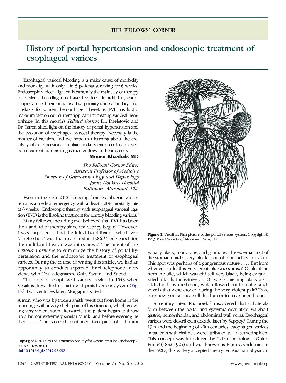 History of portal hypertension and endoscopic treatment of esophageal varices