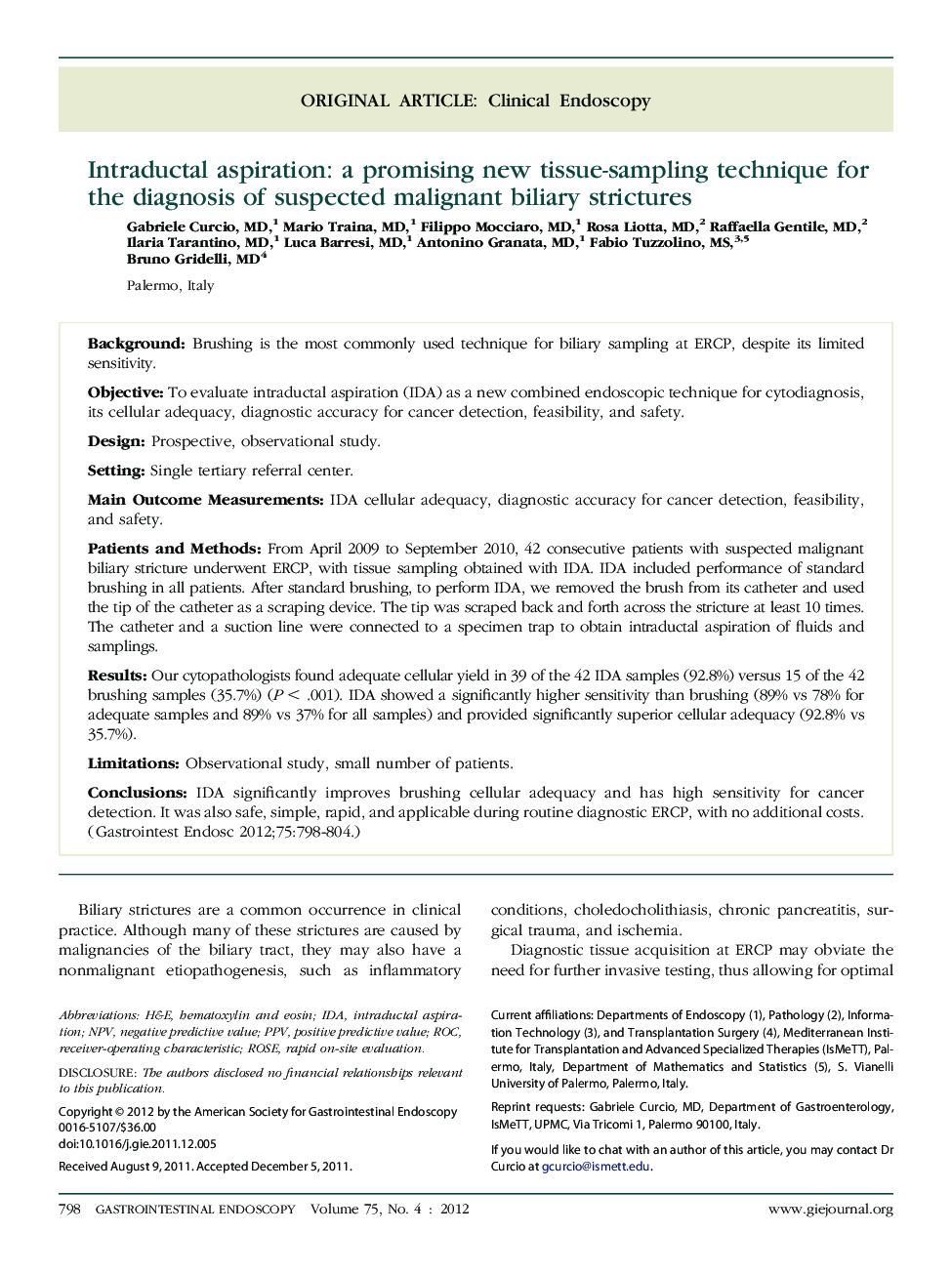 Intraductal aspiration: a promising new tissue-sampling technique for the diagnosis of suspected malignant biliary strictures 