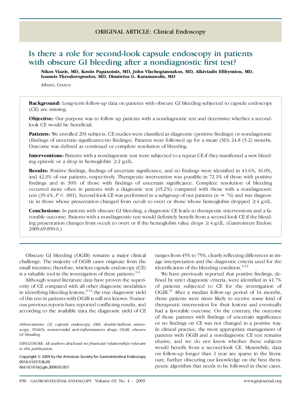 Is there a role for second-look capsule endoscopy in patients with obscure GI bleeding after a nondiagnostic first test? 