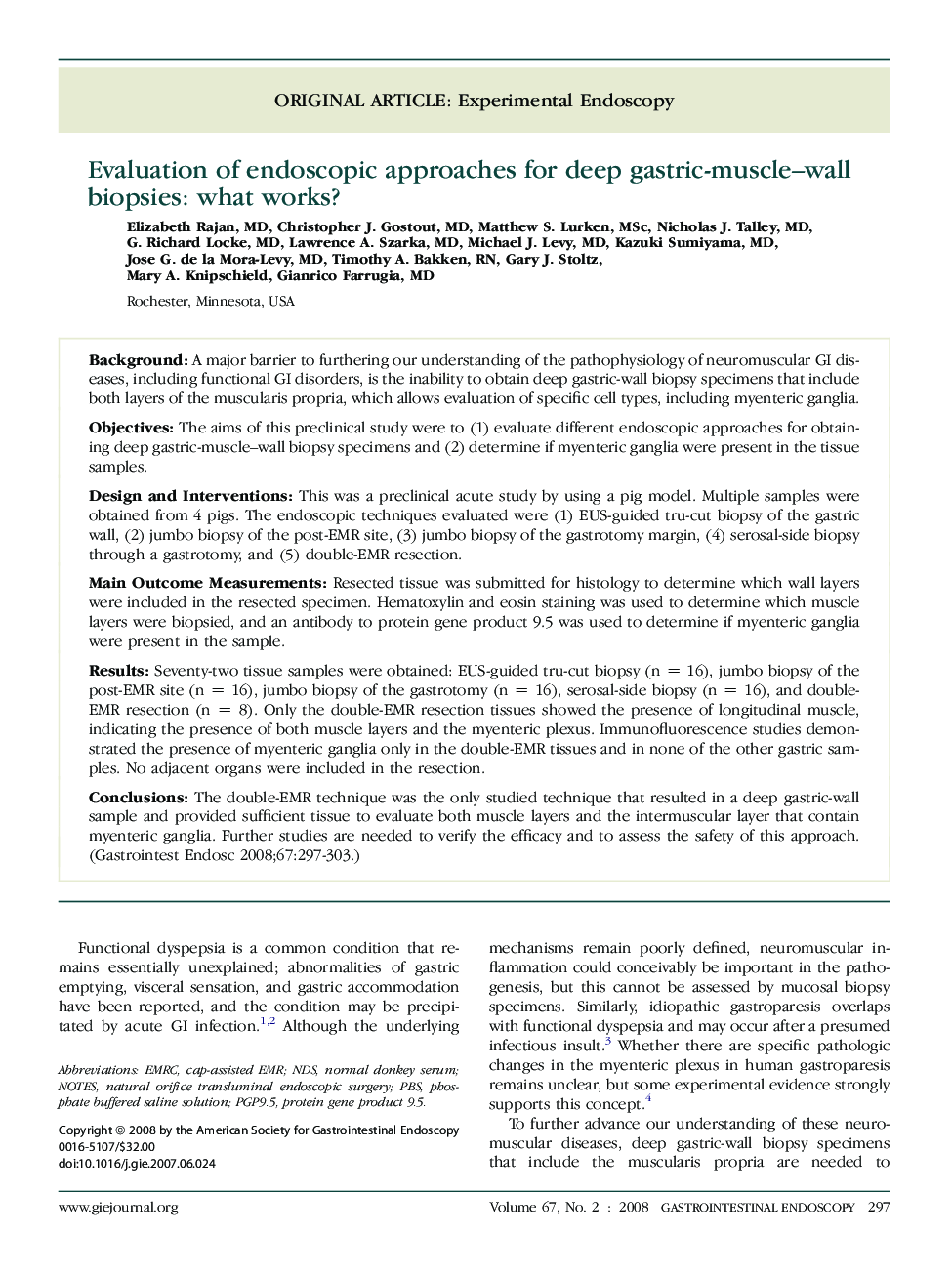 Evaluation of endoscopic approaches for deep gastric-muscle–wall biopsies: what works? 