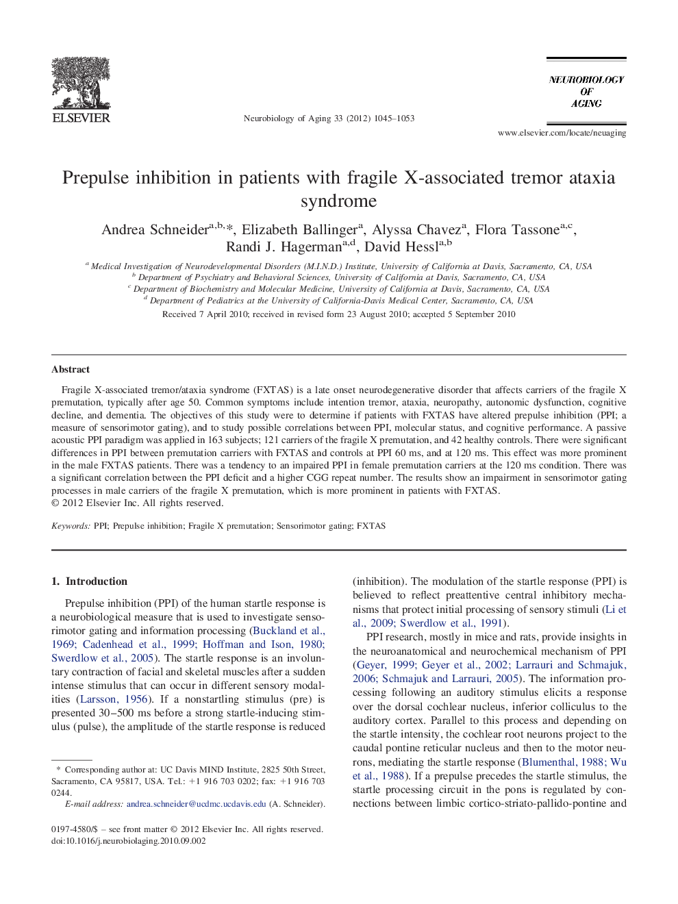 Prepulse inhibition in patients with fragile X-associated tremor ataxia syndrome