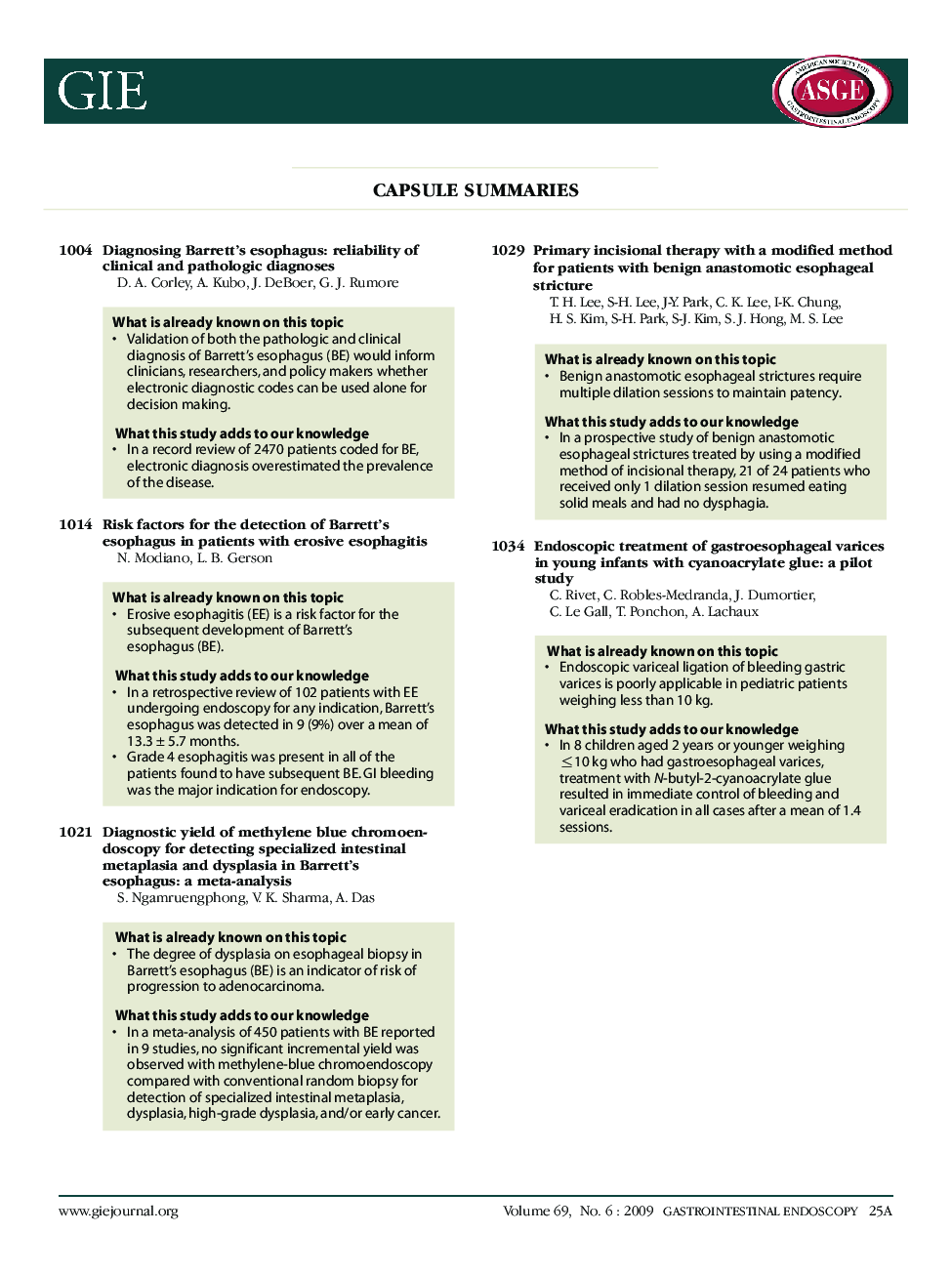 Capsule Summaries