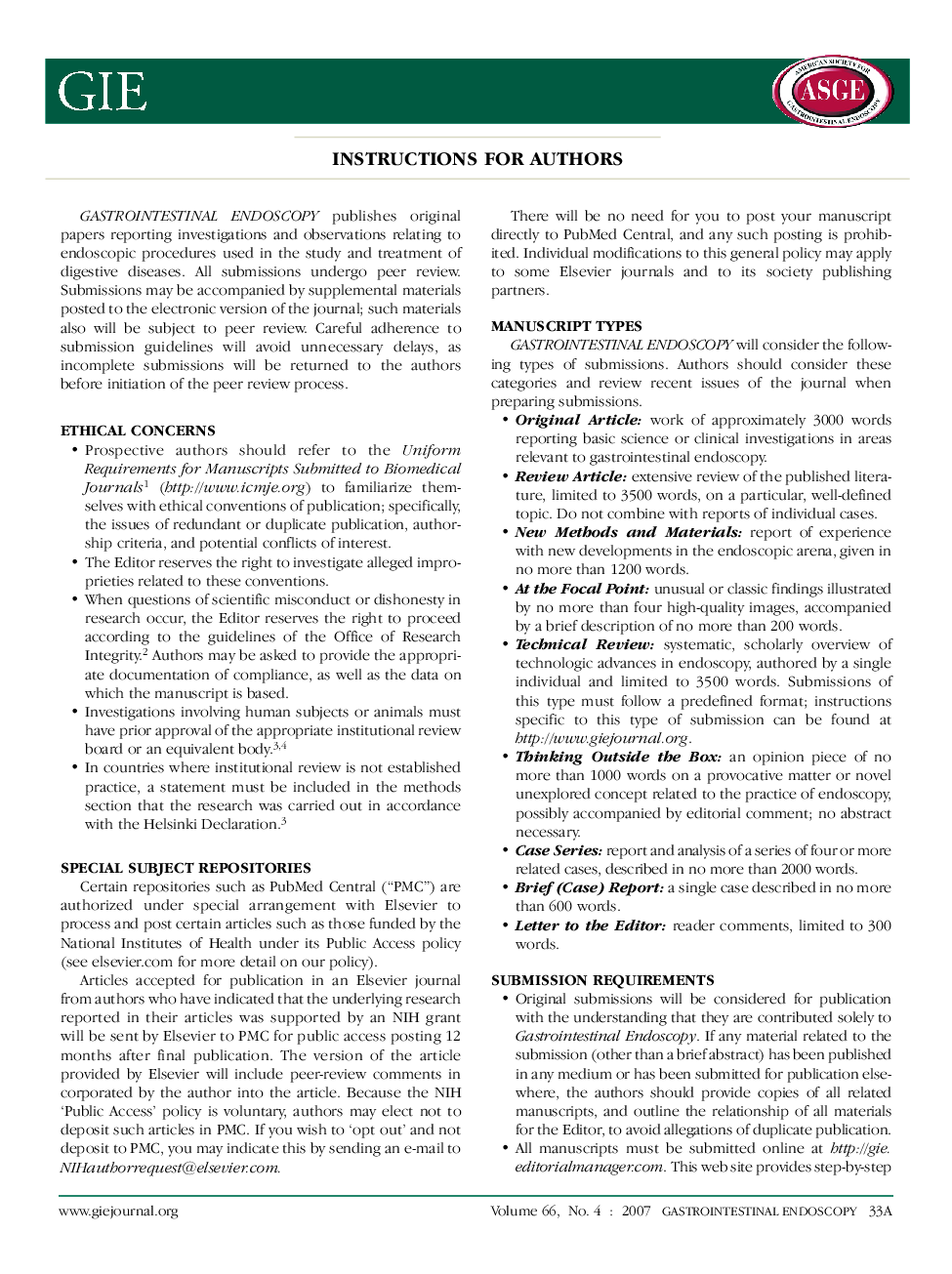 October 2007 Instructions for Authors