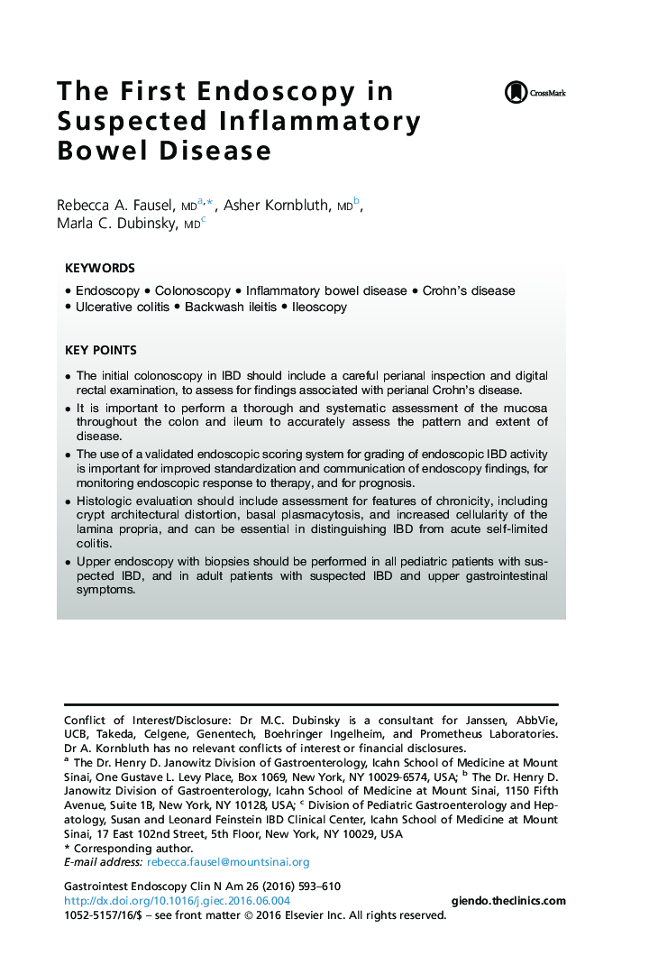 The First Endoscopy in Suspected Inflammatory Bowel Disease