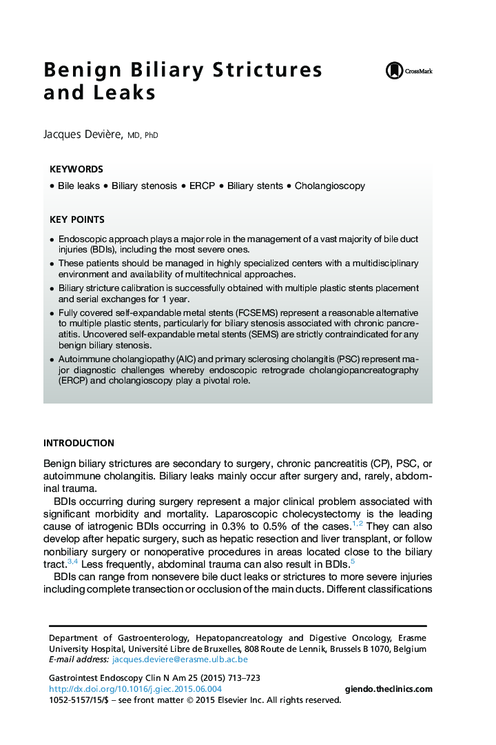 Benign Biliary Strictures and Leaks