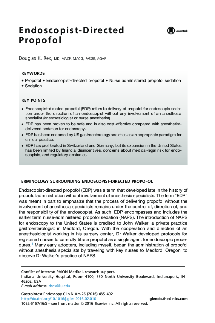 Endoscopist-Directed Propofol