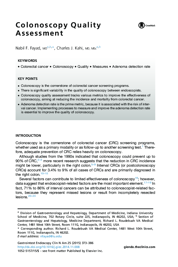 Colonoscopy Quality Assessment