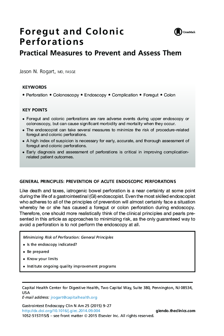 Foregut and Colonic Perforations