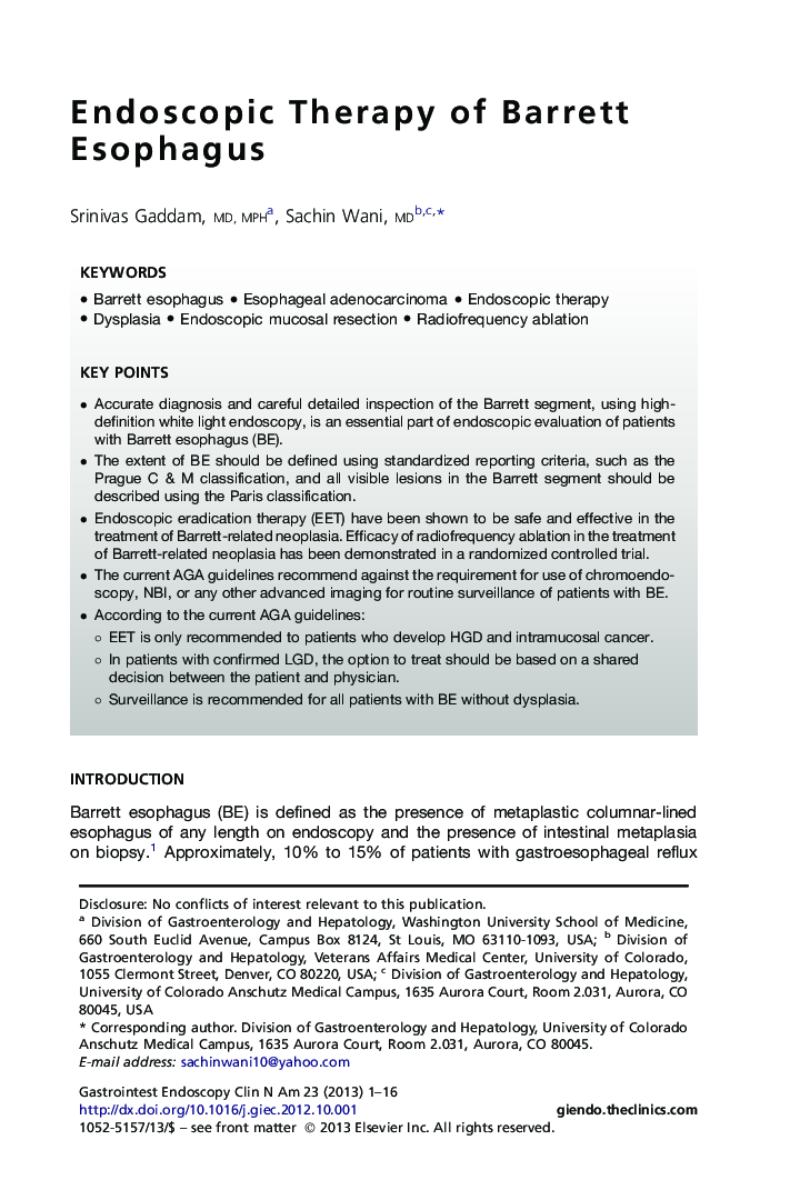 Endoscopic Therapy of Barrett Esophagus