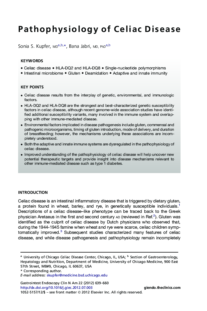 Pathophysiology of Celiac Disease