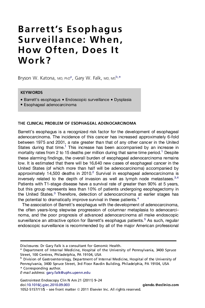 Barrett's Esophagus Surveillance: When, How Often, Does It Work?