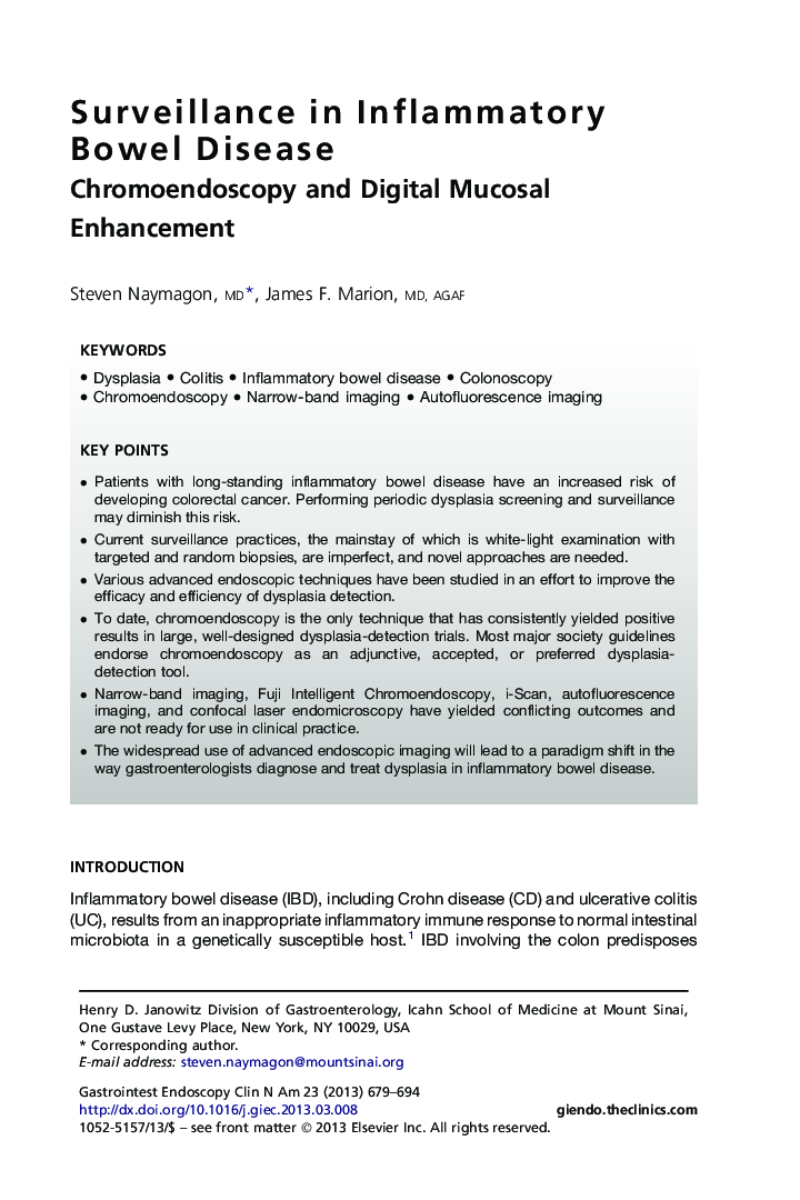 Surveillance in Inflammatory Bowel Disease