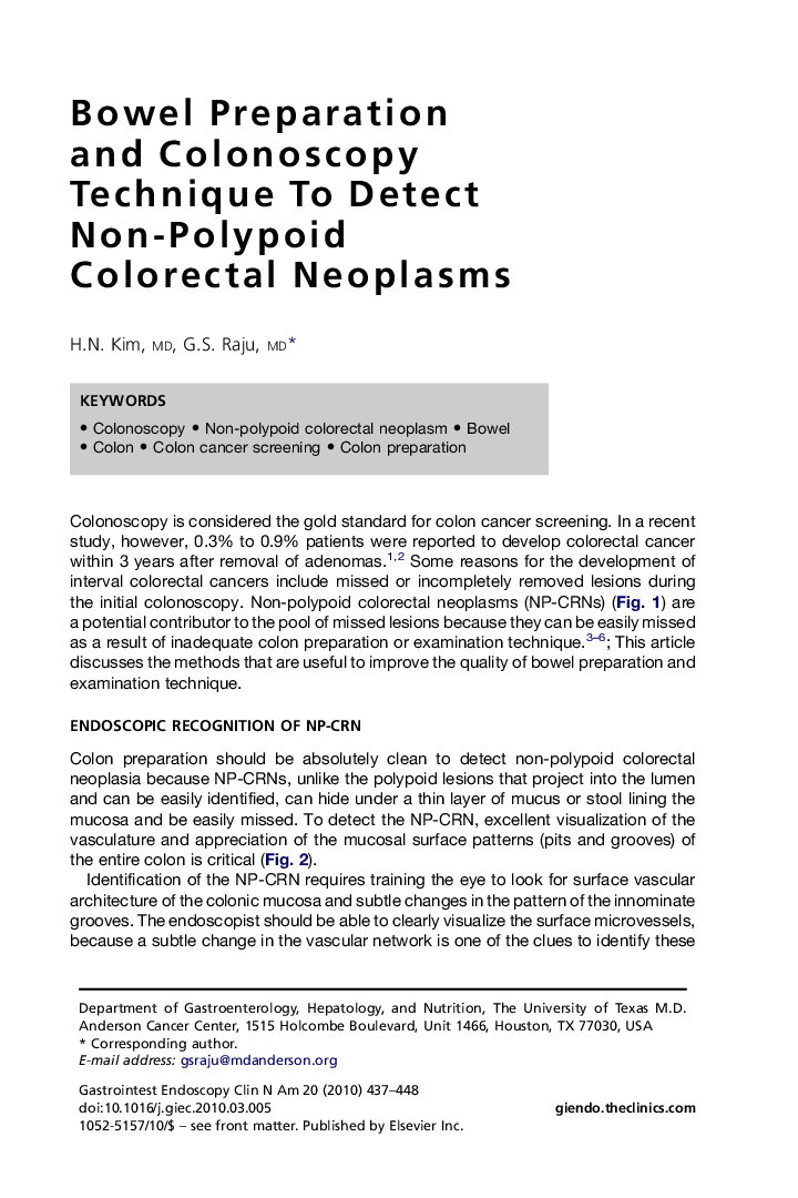 Bowel Preparation and Colonoscopy Technique To Detect Non-Polypoid Colorectal Neoplasms