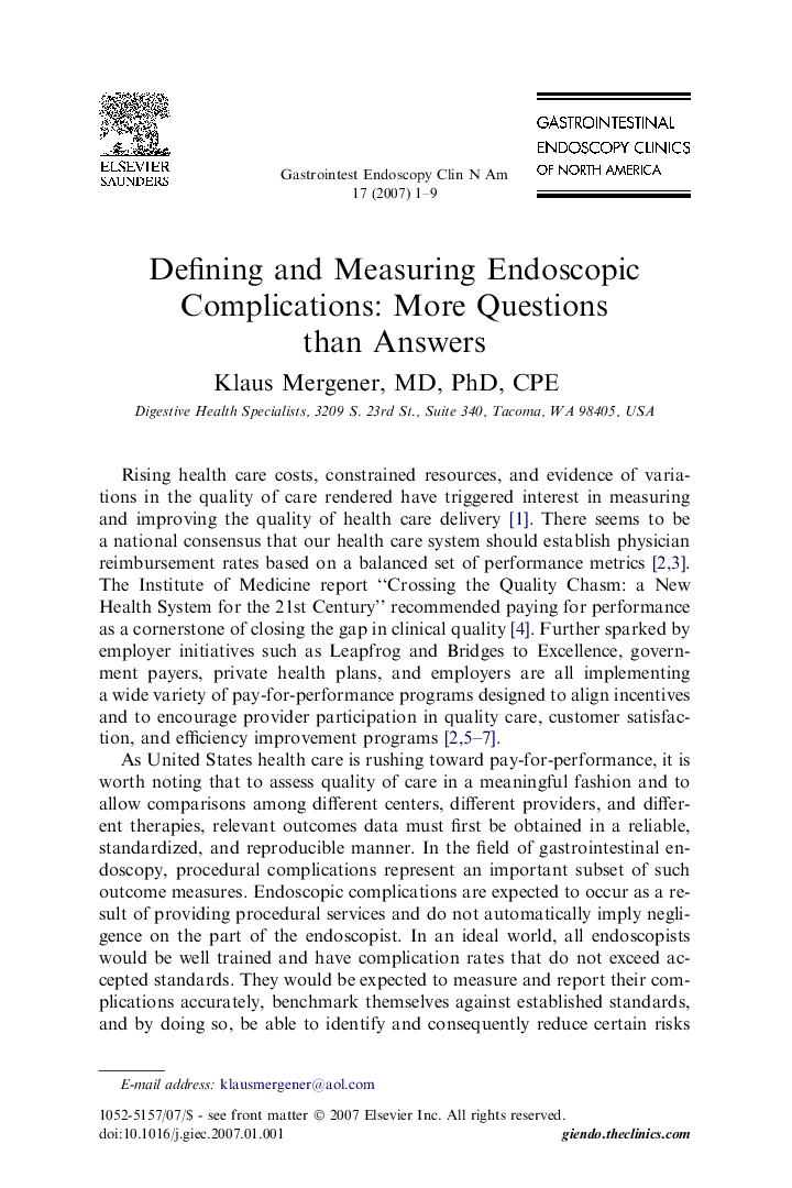 Defining and Measuring Endoscopic Complications: More Questions than Answers