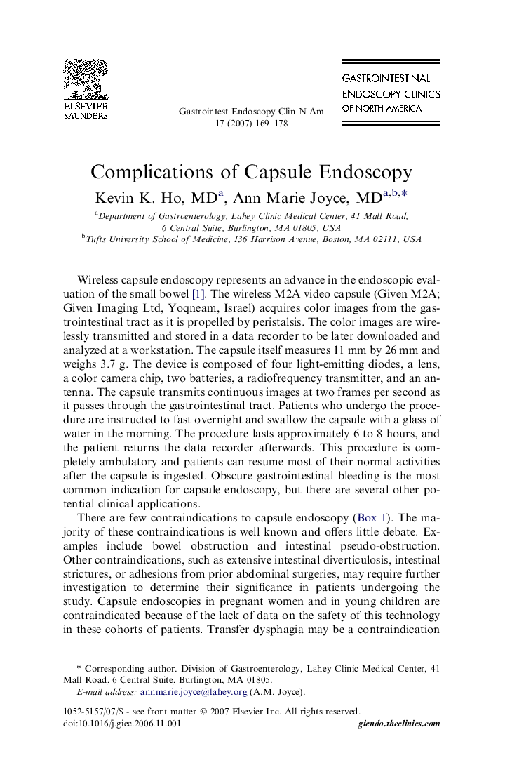 Complications of Capsule Endoscopy