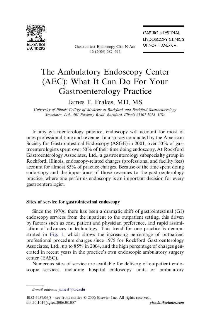 The Ambulatory Endoscopy Center (AEC): What It Can Do For Your Gastroenterology Practice