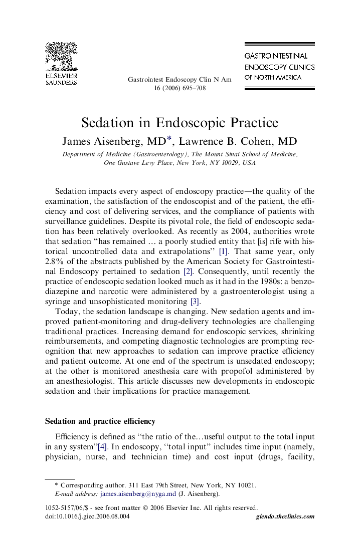 Sedation in Endoscopic Practice