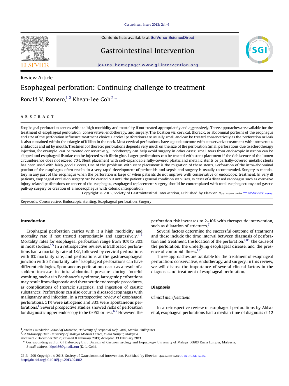 Esophageal perforation: Continuing challenge to treatment