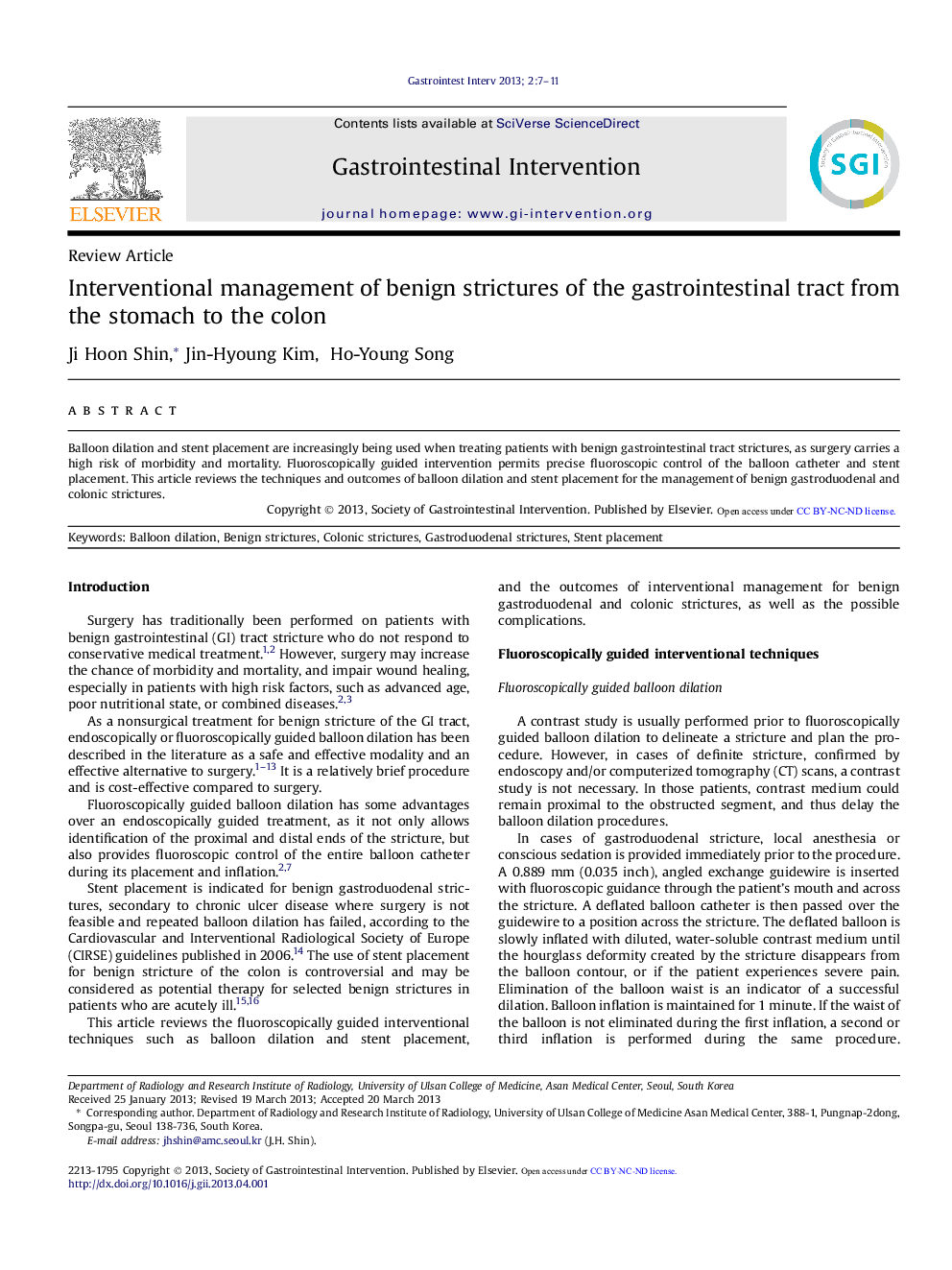 Interventional management of benign strictures of the gastrointestinal tract from the stomach to the colon