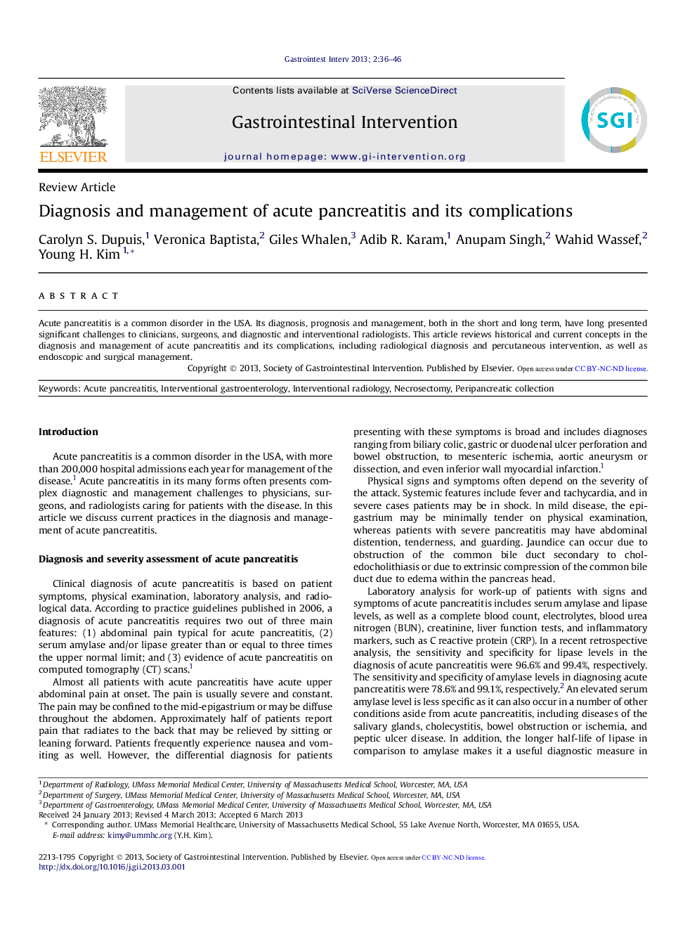 Diagnosis and management of acute pancreatitis and its complications