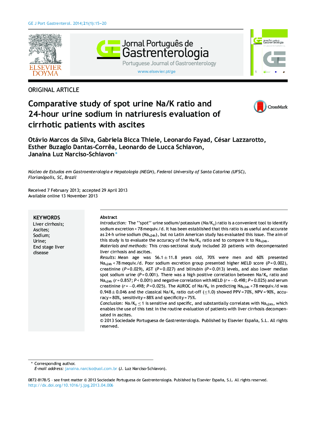 Comparative study of spot urine Na/K ratio and 24-hour urine sodium in natriuresis evaluation of cirrhotic patients with ascites