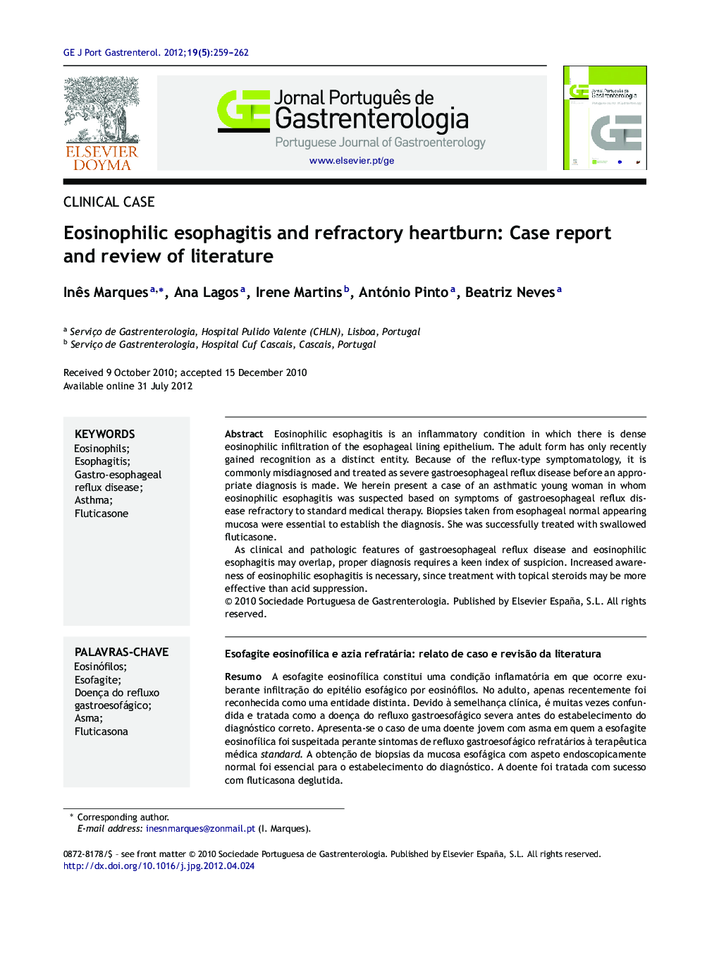 Eosinophilic esophagitis and refractory heartburn: Case report and review of literature