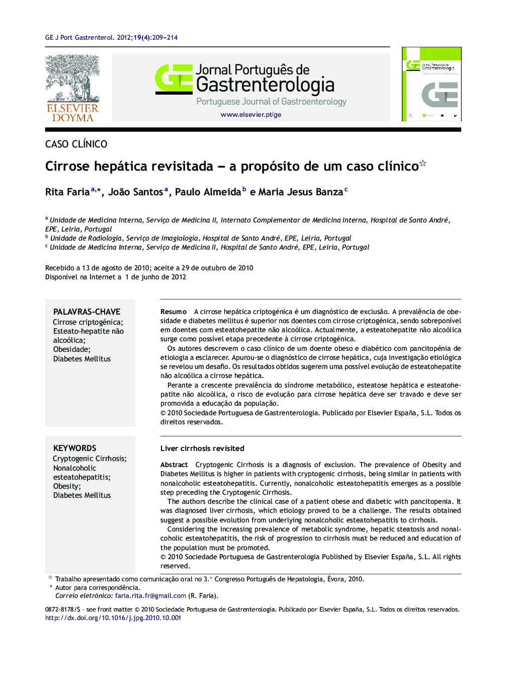 Cirrose hepática revisitada – a propósito de um caso clínico 