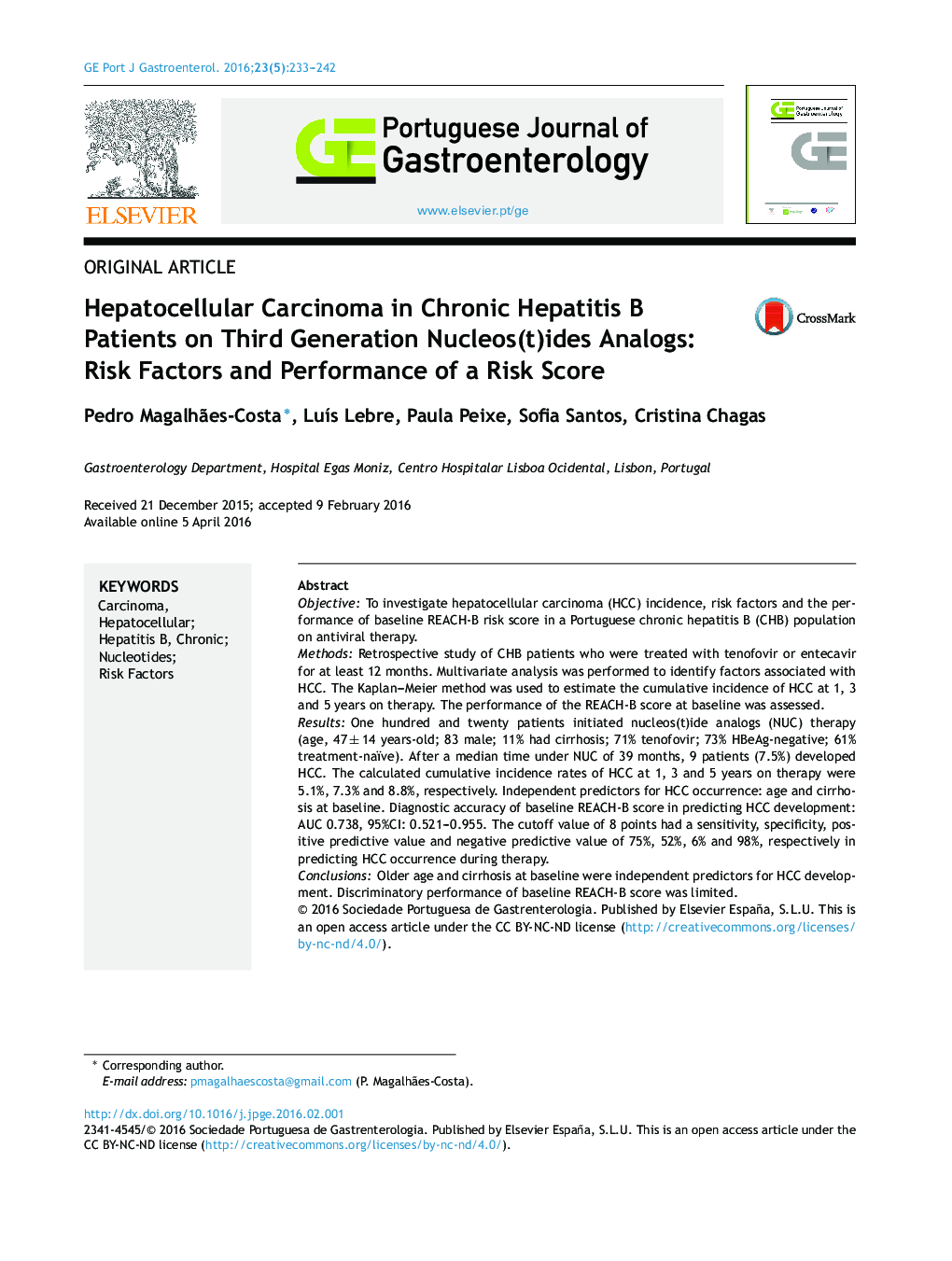 Hepatocellular Carcinoma in Chronic Hepatitis B Patients on Third Generation Nucleos(t)ides Analogs: Risk Factors and Performance of a Risk Score