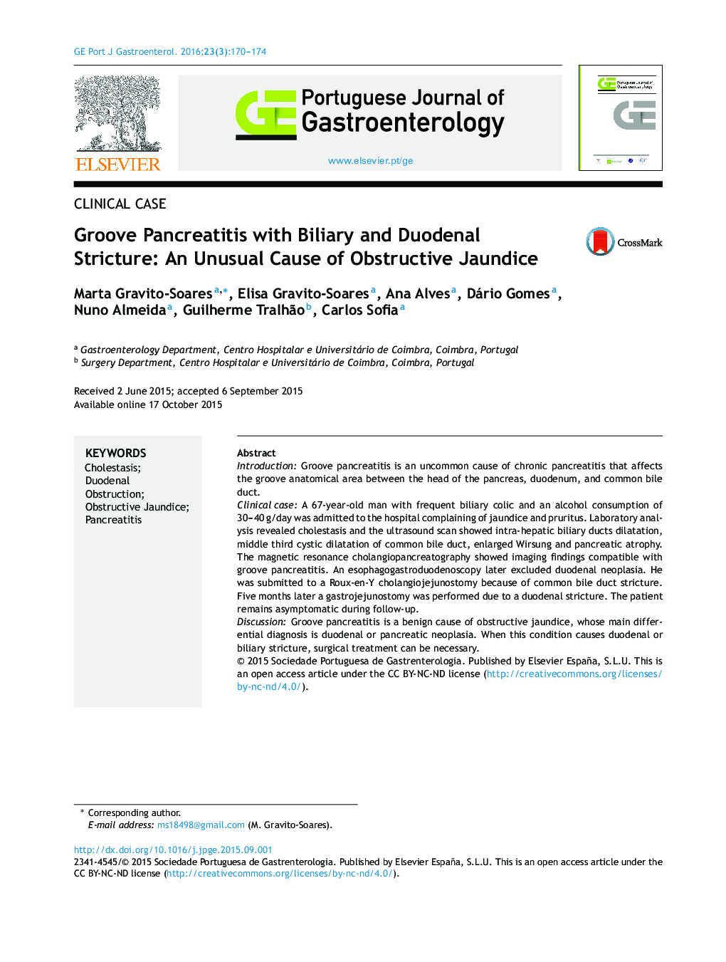 Groove Pancreatitis with Biliary and Duodenal Stricture: An Unusual Cause of Obstructive Jaundice