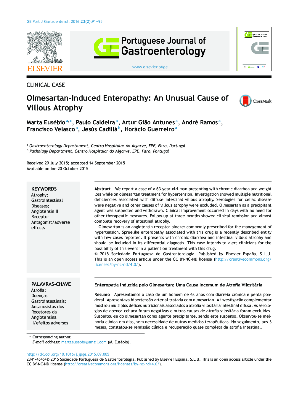 Olmesartan-Induced Enteropathy: An Unusual Cause of Villous Atrophy