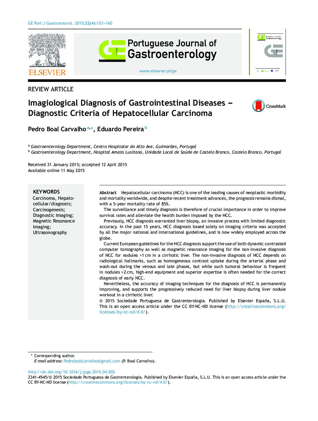 Imagiological Diagnosis of Gastrointestinal Diseases – Diagnostic Criteria of Hepatocellular Carcinoma