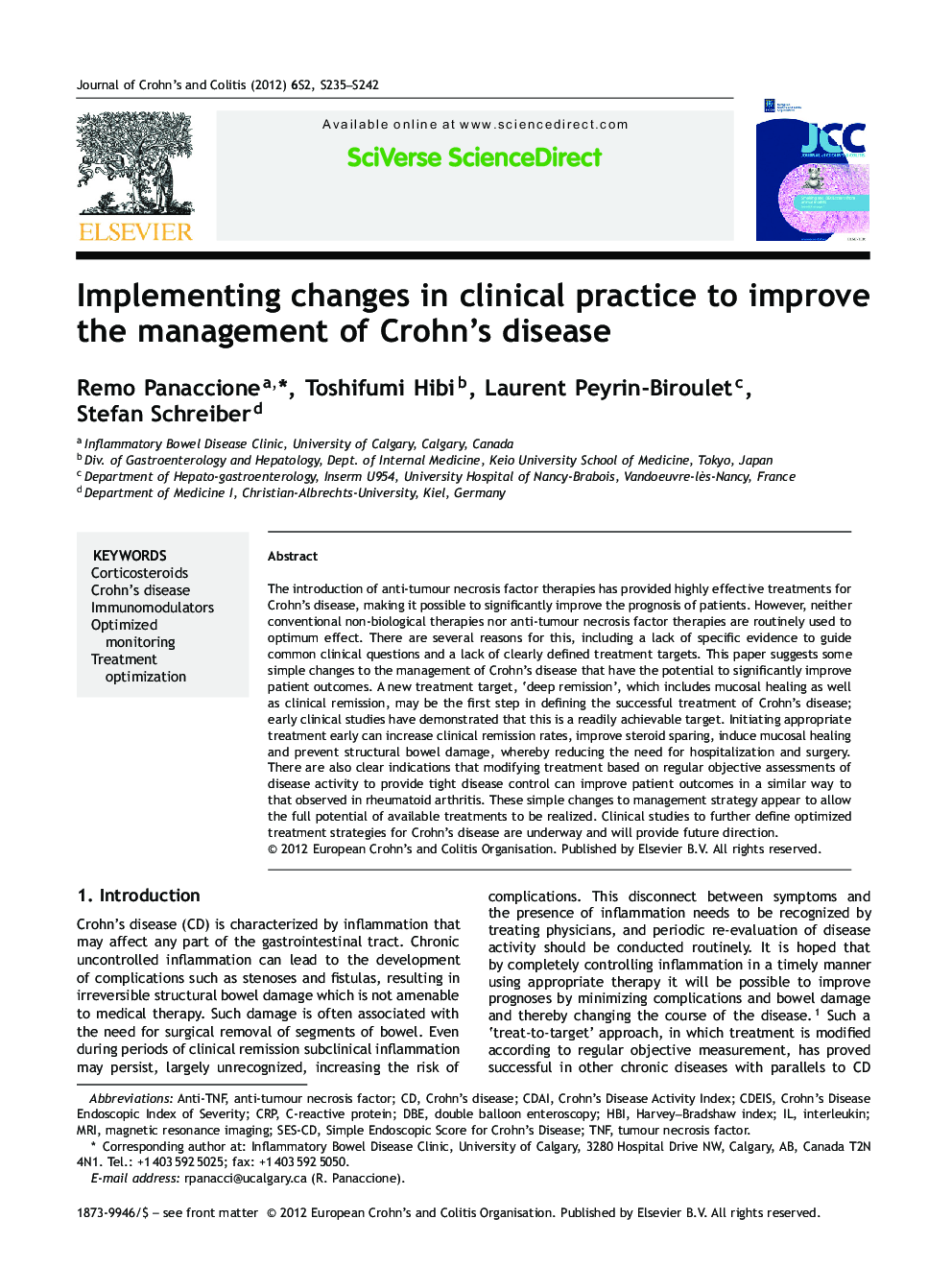 Implementing changes in clinical practice to improve the management of Crohn's disease