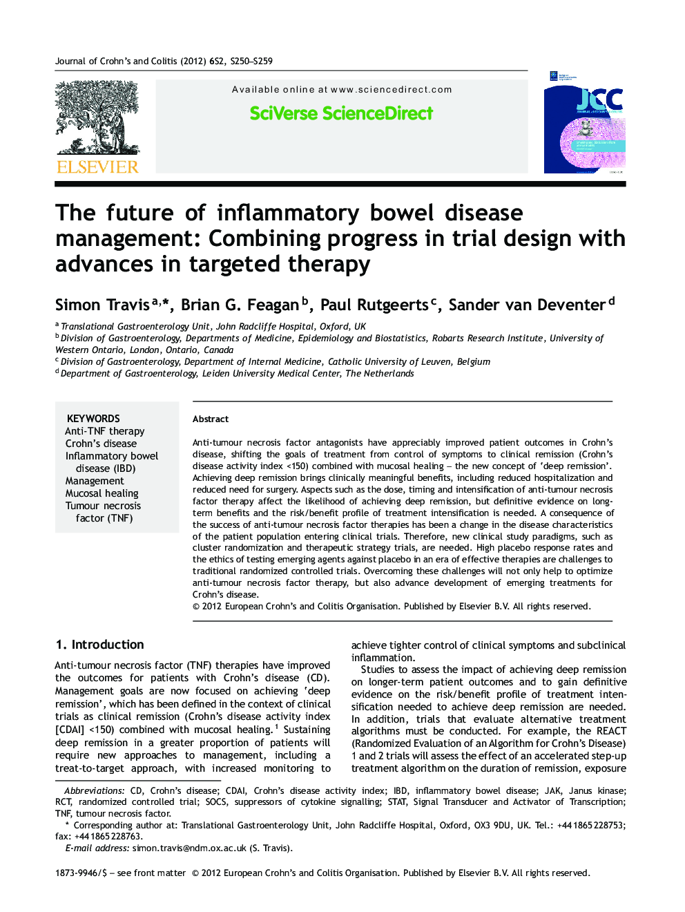 The future of inflammatory bowel disease management: Combining progress in trial design with advances in targeted therapy