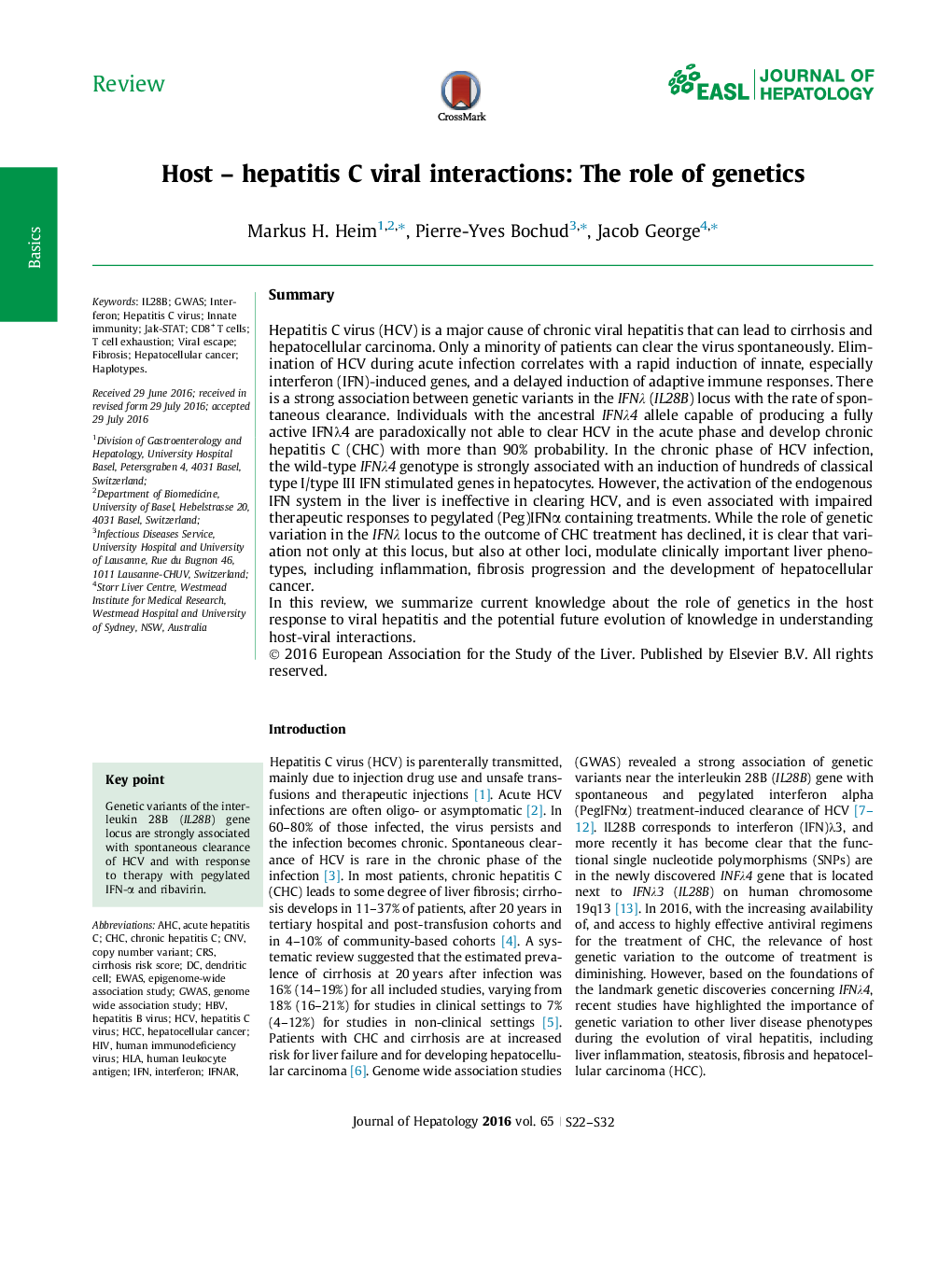 Host – hepatitis C viral interactions: The role of genetics