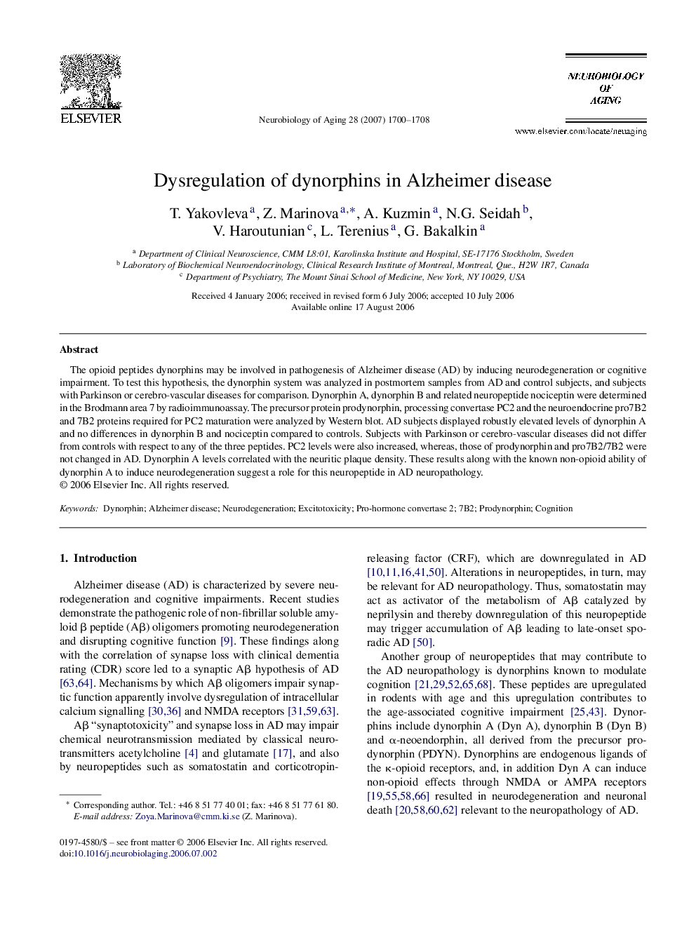 Dysregulation of dynorphins in Alzheimer disease